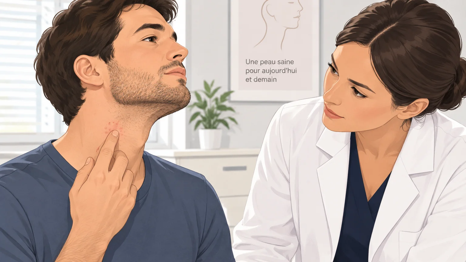 Consultation médicale au sujet d’une irritation du cou après rasage